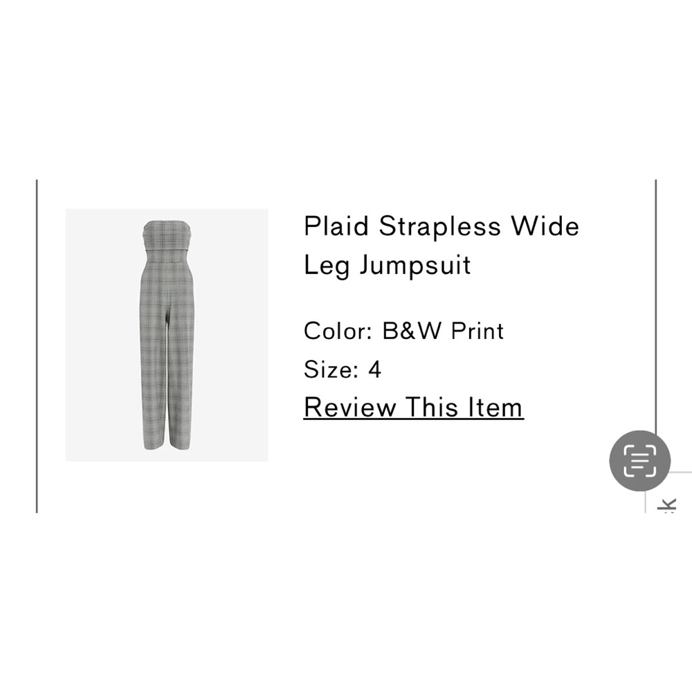 Express Black and White Plaid Jumpsuit with Wide Legs